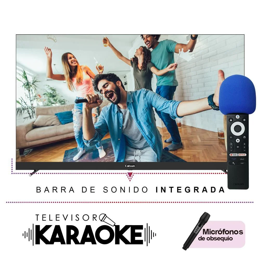 Televisor CAIXUN 55 pulgadas LED Uhd4K Smart TV C55VSUG con Barra de Sonido Incorporada + Karaoke